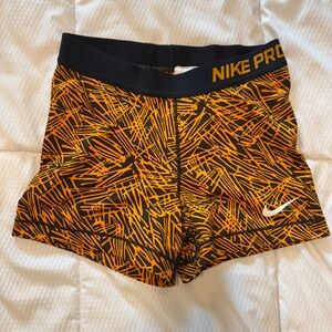 Nike Pro Black and Orange Active Shorts